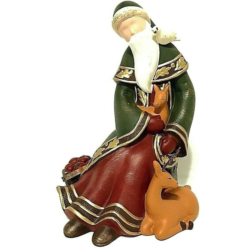Belsnickel Santa Claus Rare Vtg Figurine Green Christmas Tidings 12 in Folk Art